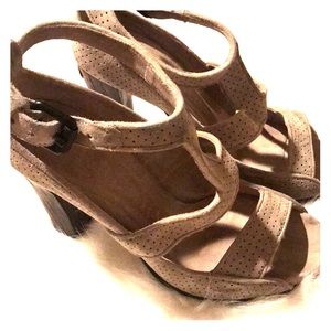 Burberry Suede Chunky Heel Sandal